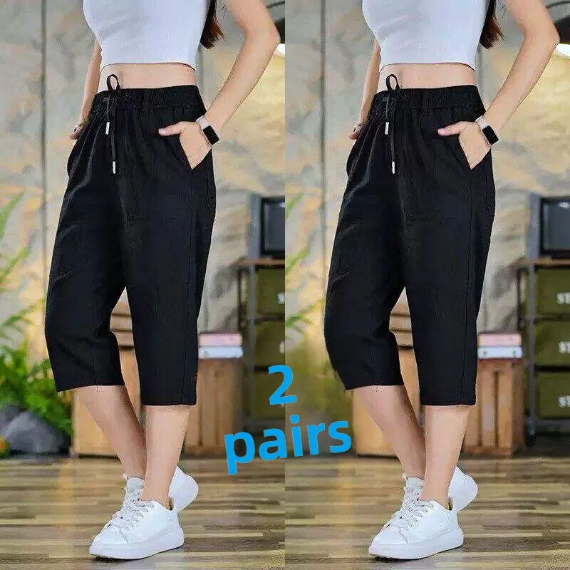 

Casual Summer Men's Straight Leg Pants Elastic Comfortable Breathable Quilted Design mid Waist Polyester Fiber