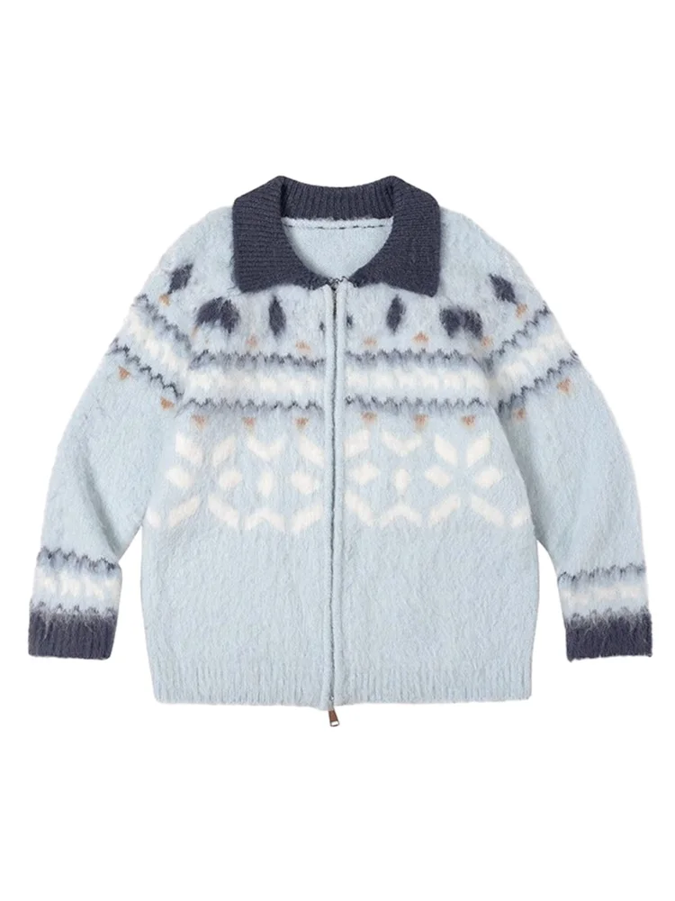 Fce 裏地付きジッパーニットオープンカーディガンレディースセーターアウターウェアルーズフィット韓国 Sle 冬カジュアルファイオン