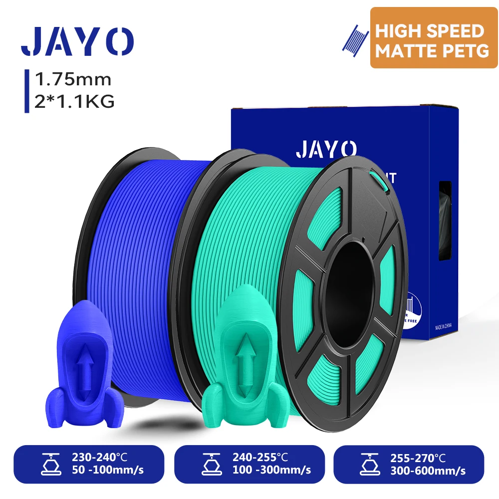 JAYO PETG & High Speed Matte PETG 3D Filament 1.75mm 30mm/s - 600mm/s Printbereik Hoge Flow Snelheid PETG Printer Filament voor 3D