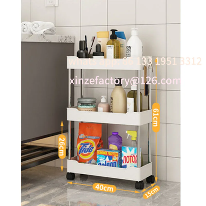 

Customizable 1pcs Rolling Utility Cart Storage Shelf Movable Gap Storage Rack Kitchen Bathroom Slim Slide Organizer
