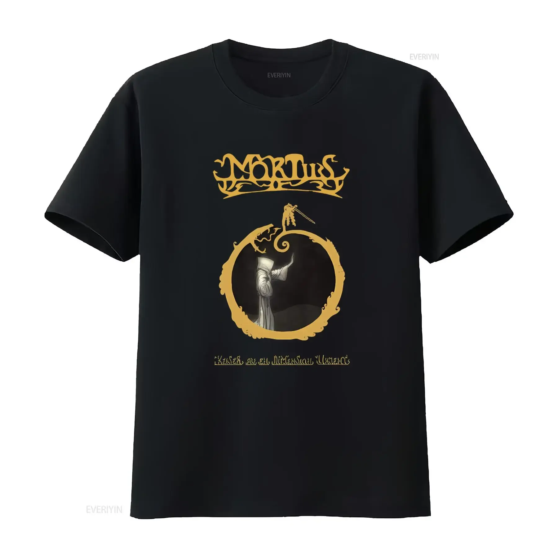 Camiseta negra de Mortiis Keiser Av En Dimensjon Ukjent Emperor, diseño de banda de metal gótico, ropa vintage con gráficos de diseñador