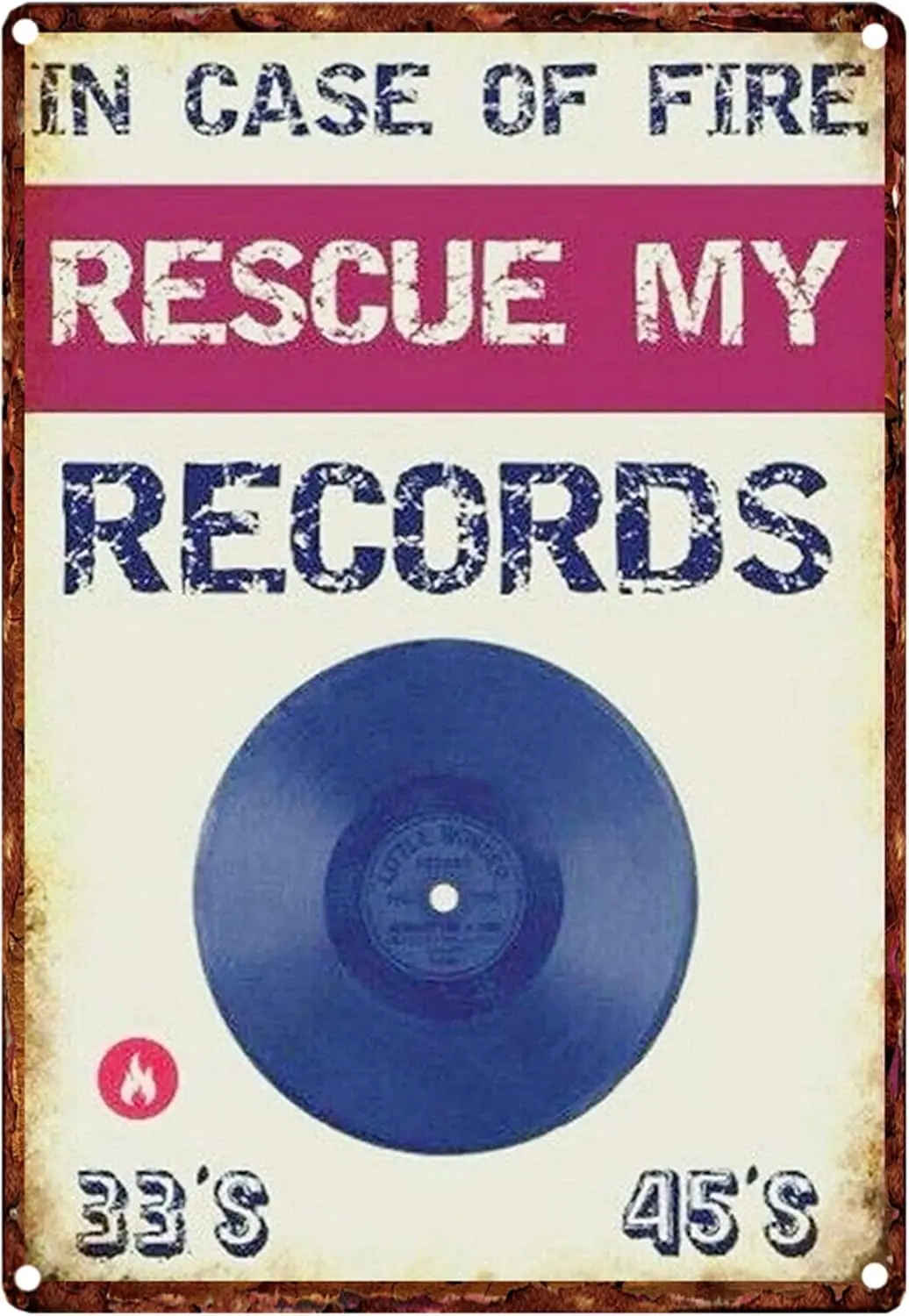 Metal Plaque Tin Signs in of Fire Rescue My Records Classical Poster Retro Wall Art Iron Plate Wall Decor Best Gift for Paren