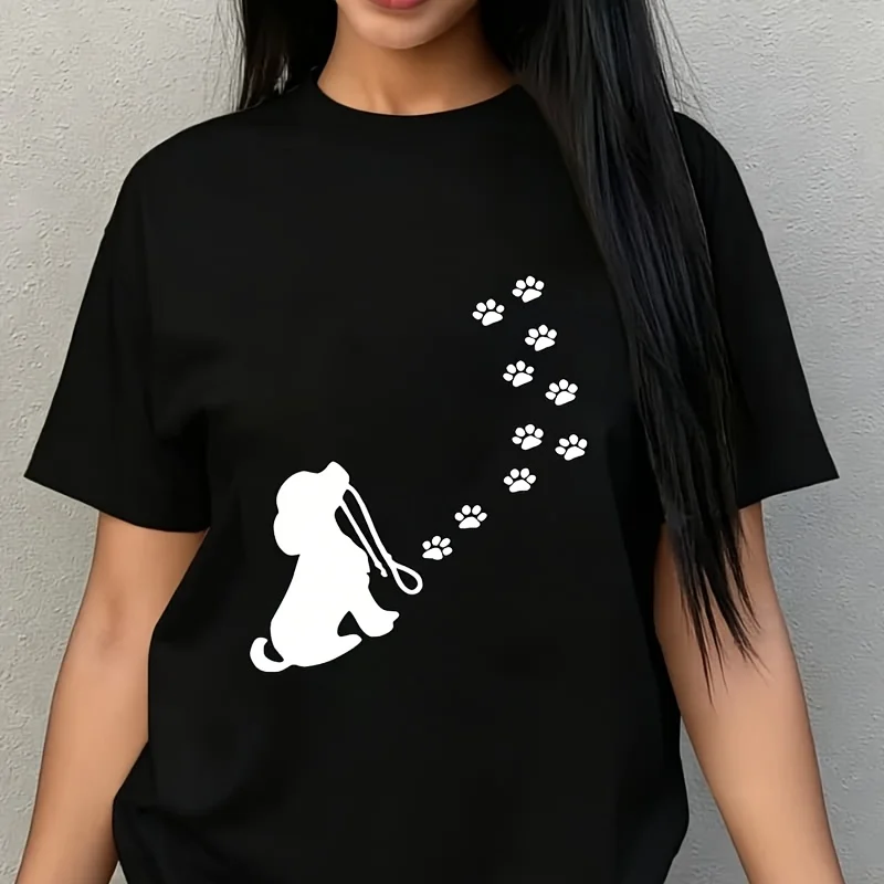 Dog Paw Women's Plus Size T-Shirt 100% Cotton 220g