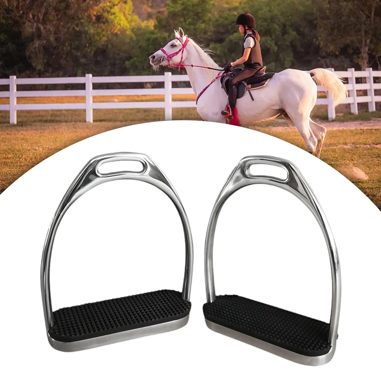 

2 Pieces Horse Stirrups Riding Stirrups Support AntiSlip Saddle Stirrups Fillis Stirrups for Adults Outdoor Equestrian Sports