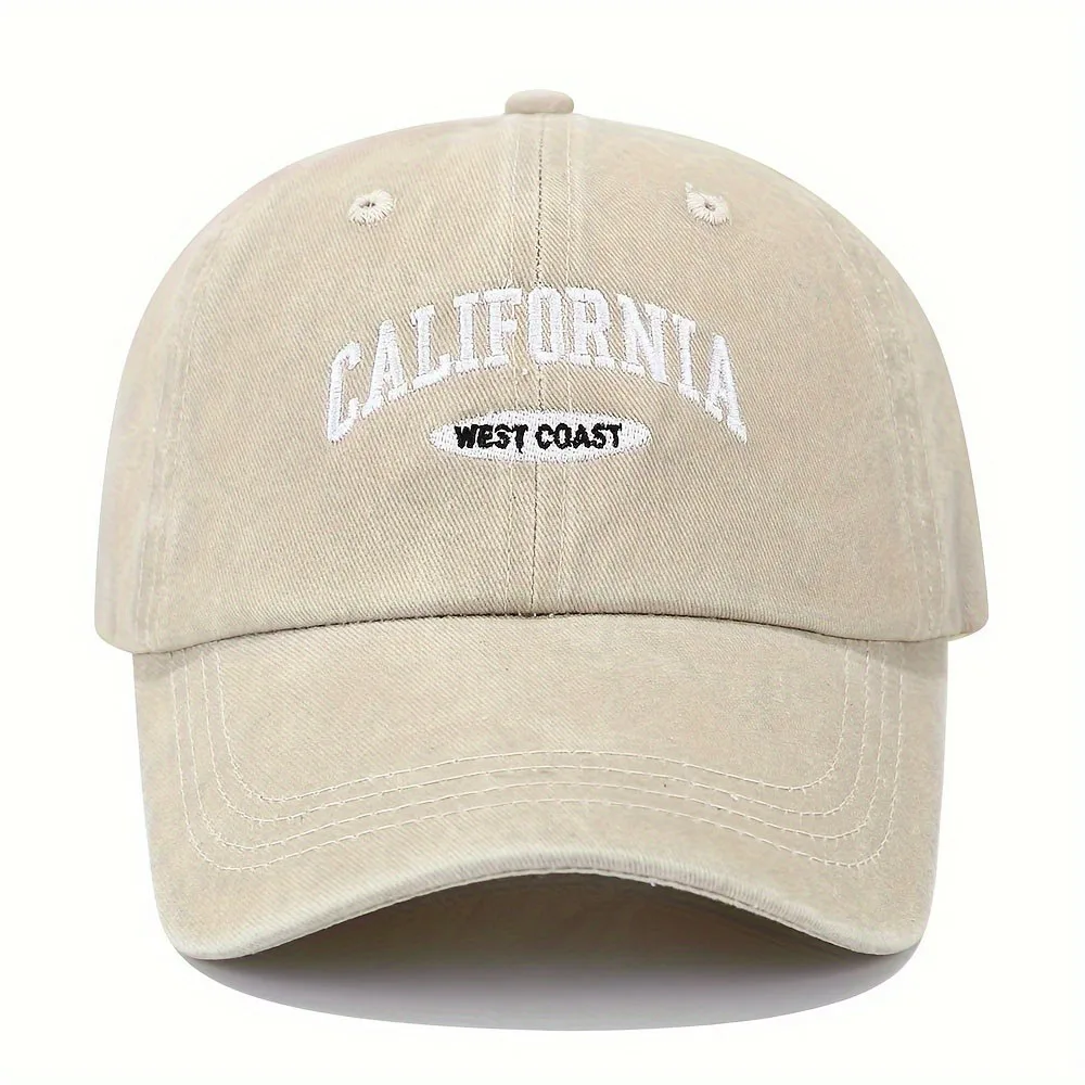 1PC Embroidered Baseball Cap On The West Coast Of California Vintage Style Pointed Hat Lightweight Hat Sun Resistant Sport Hat