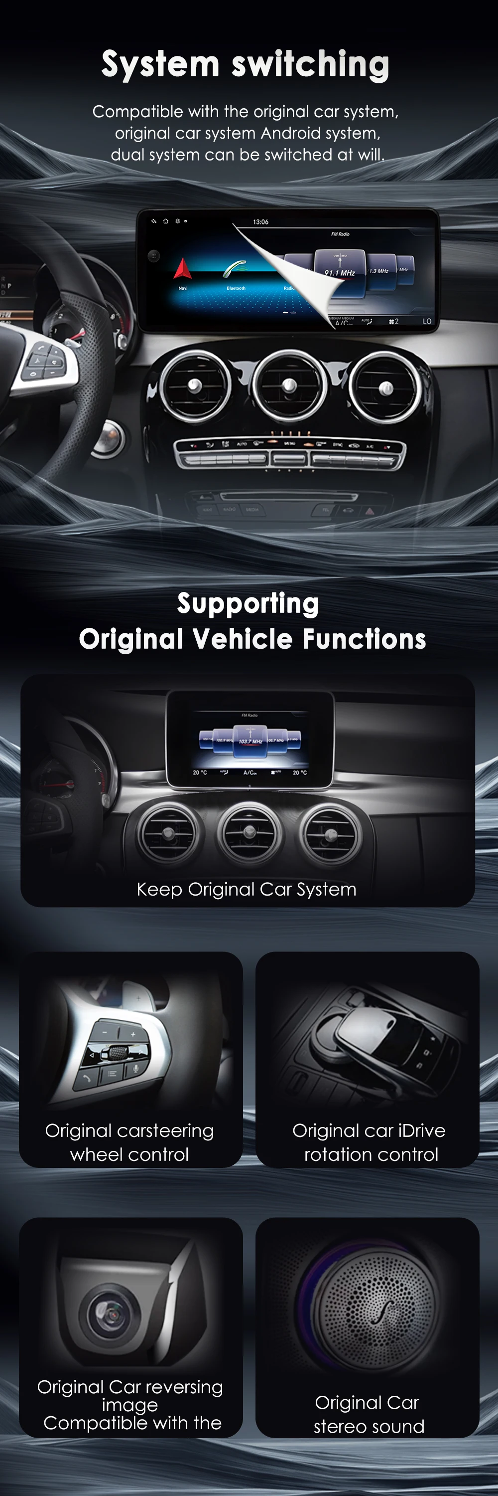 Kabelloses Carplay für Mercedes Benz E-Klasse W212 2009-2015 Android 16 Autoradio Video DSP Stereo GPS QLED Touchscreen 4G WiFi BT – Detail 10