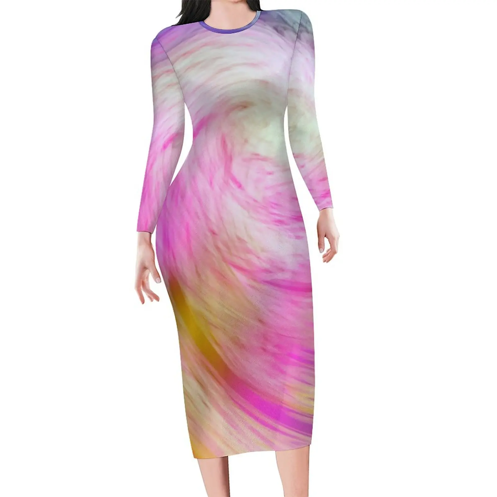 

Tie Dye Dress Female Abstract Print Streetwear Bodycon Dress Spring Long Sleeve Sexy Dresses Custom Oversized Vestido