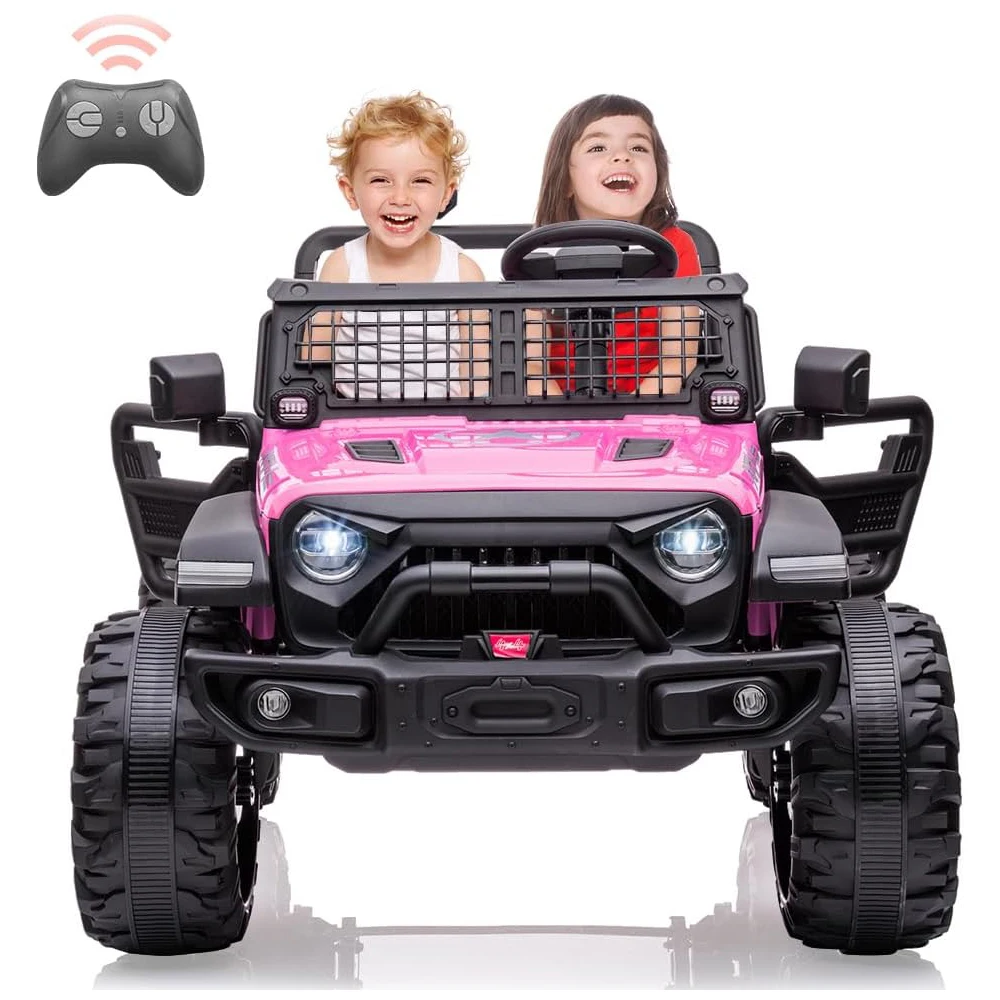 24V Kids Ride On Truck with Remote Control 15.5" All-Terrain Wheels & 20" Seat LED Lights/Music/USB Storage Gift for Boys Girls