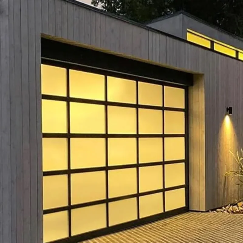 Stylish Durable Quick Fold Full View Clear Glass Garage Door Custom  Luxury Villa Household Outdoor Exterior Renovation Supply