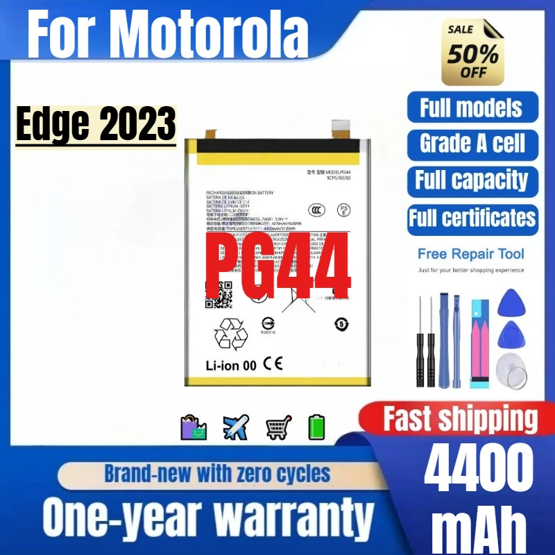 PG44 for Motorola Edge 2023 Mobile Phone Battery 0 Cycle High Quality High Capacity Replacement Bateria Grade A Cell with Tools