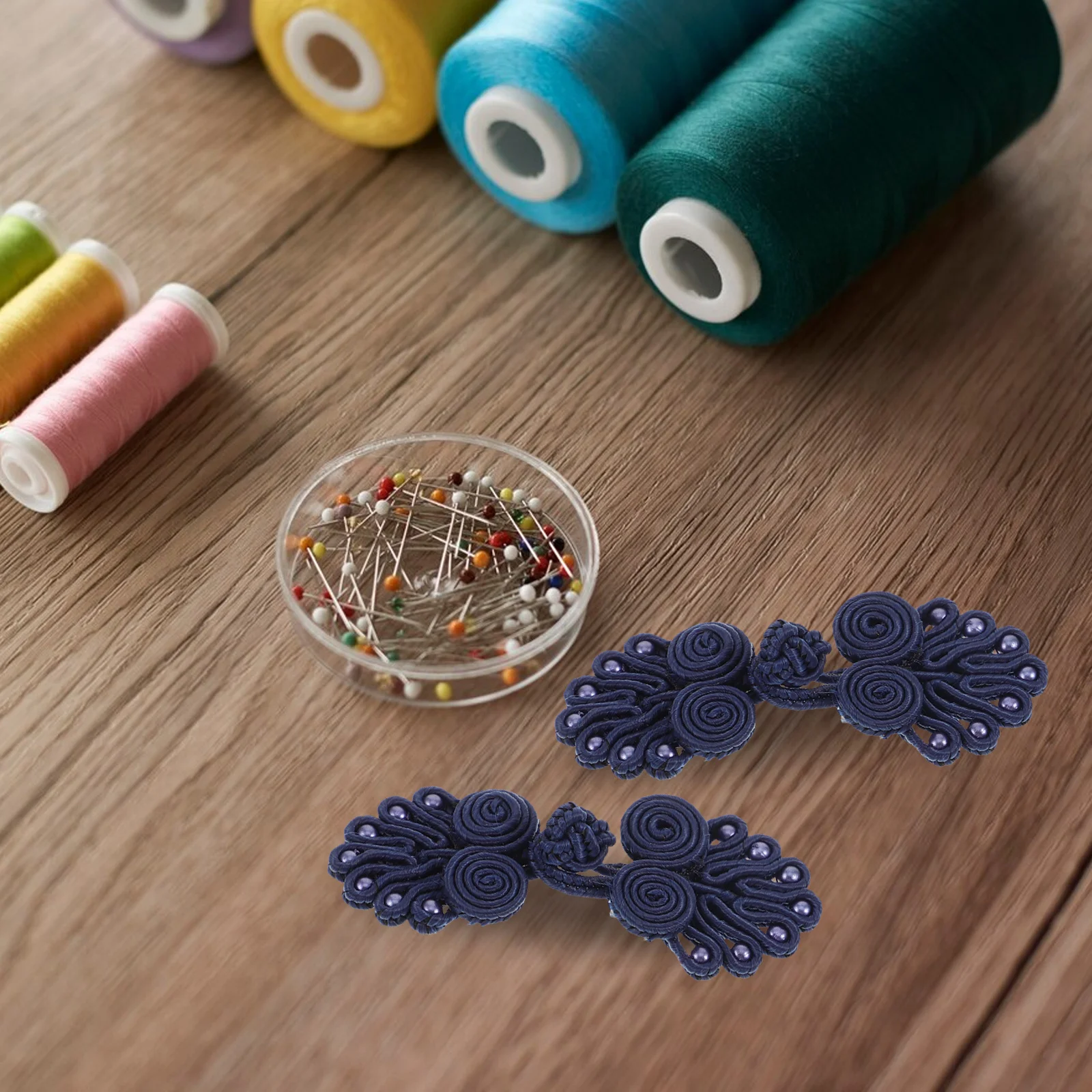 

10Pairs Ethnic Style Cheongsam Button Seven Beads Knotted Closure Sewing Buttons for Costume Clothes DIY Accessories