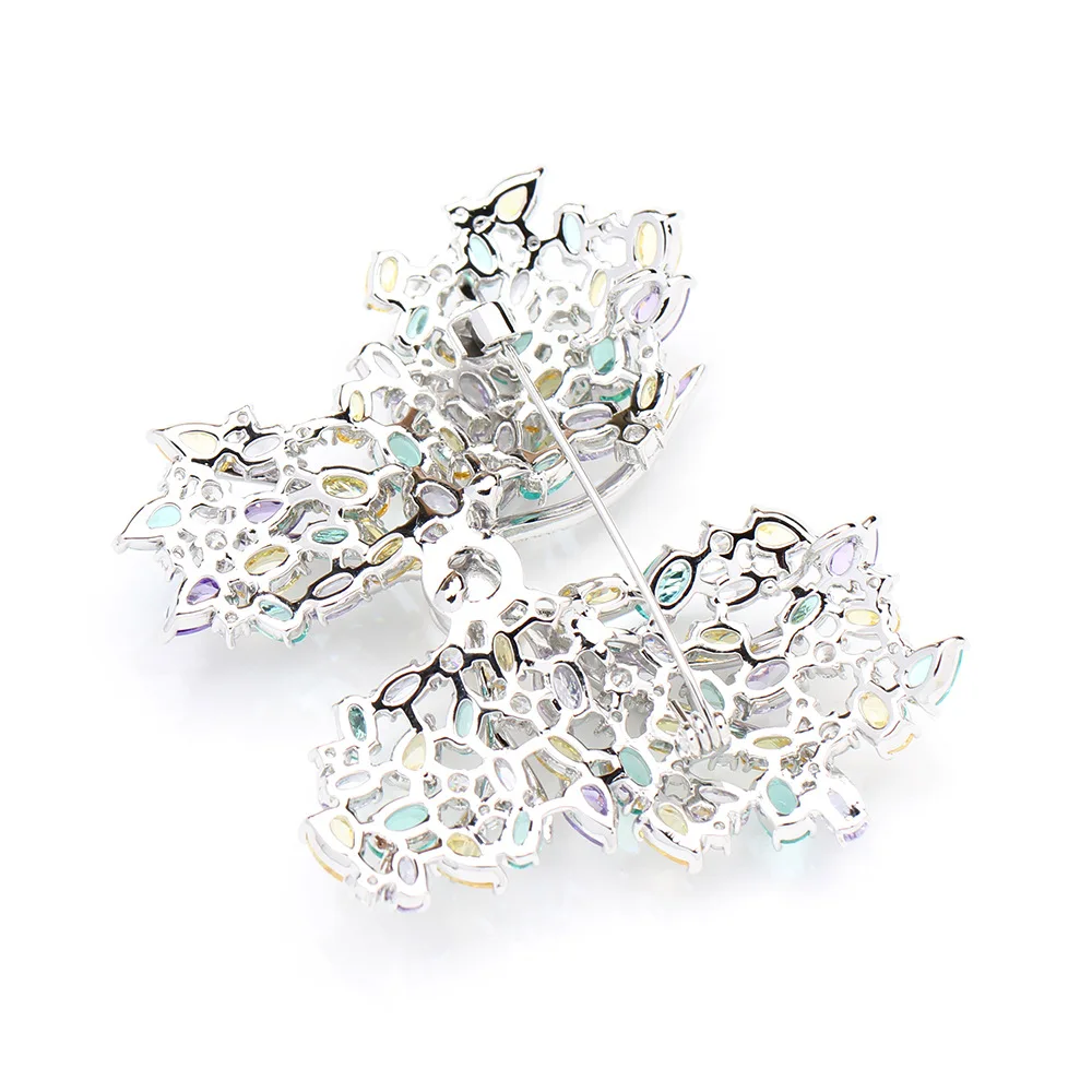 New Luxury Micro-inlaid Zircon Heavy Industry Butterfly Freshwater Pearl Brooch for Women Clothes Pin Exquisite Accessories
