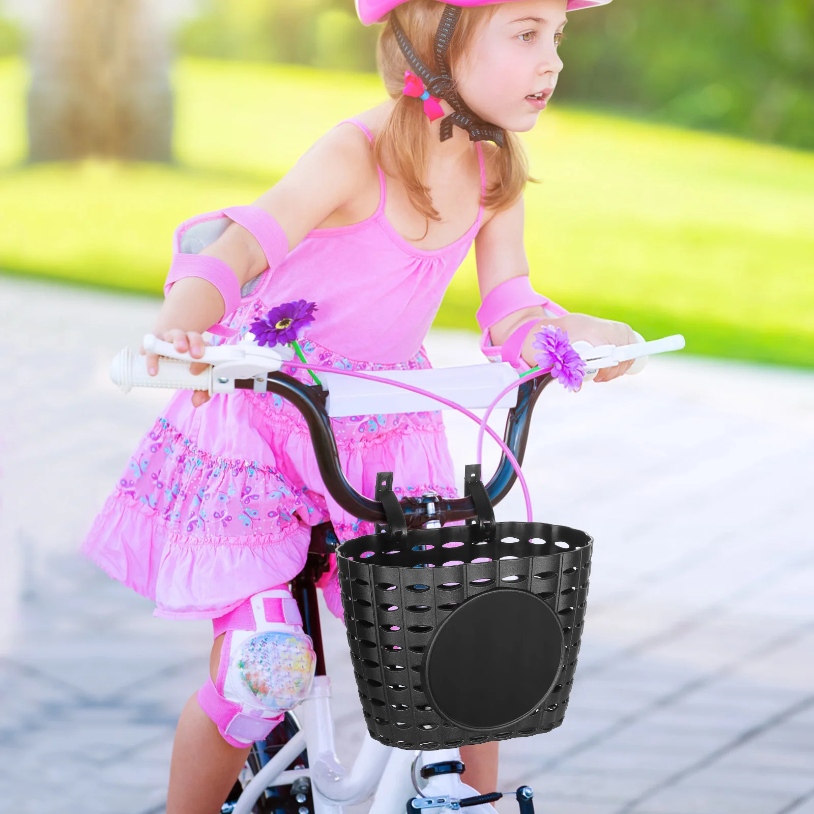 BESPORTBLE Plastic Children Basket Detachable Bike Storage Basket for Kids Bike (Black) bike basket plastic bike basket