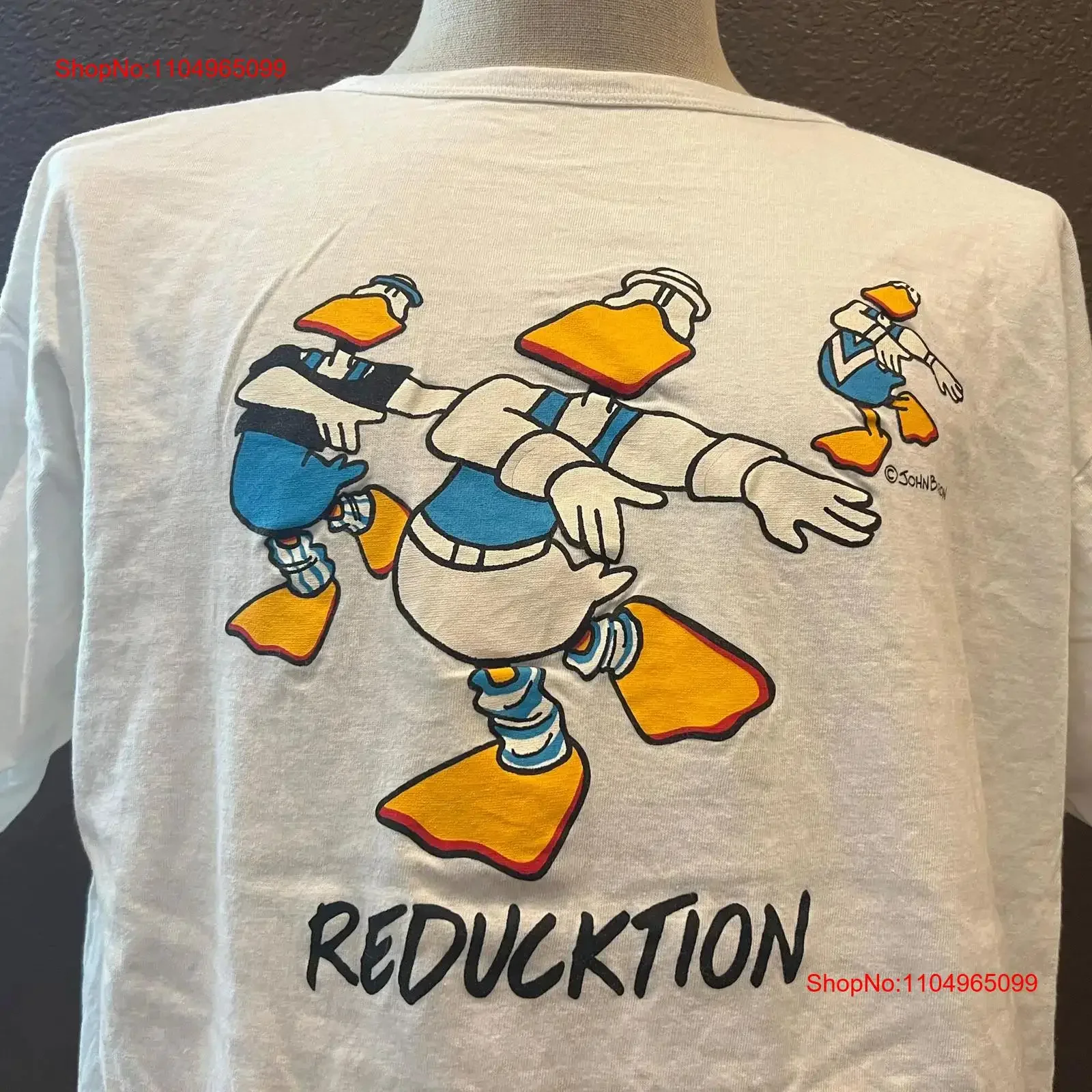 

Vintage 90's Reducktion Ducks John Baron White T Shirt Size XL vintage Washed streetwear Comfortable Stylish Soft fashion homme