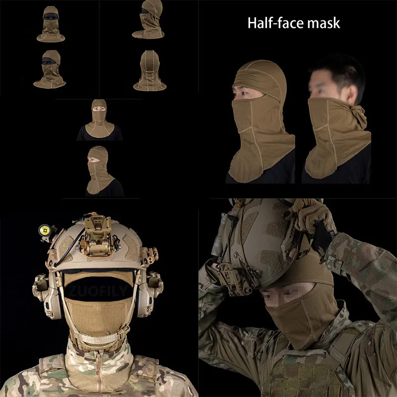 Four-season tactical dustproof and breathable headgear,full-range outdoor sports sunscreen mask, tactical helmet liner headcover