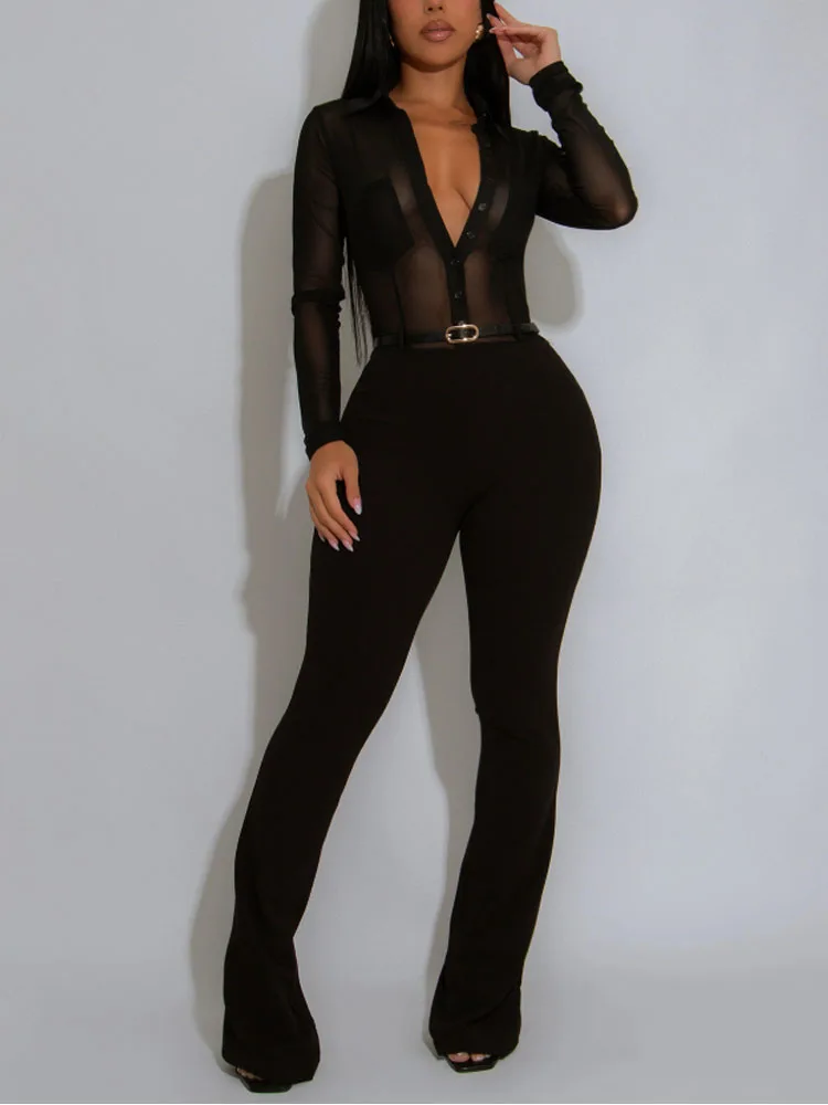 

Сексуальный перспективный узкий комбинезон с длинными рукавами, брюки для ночного клуба