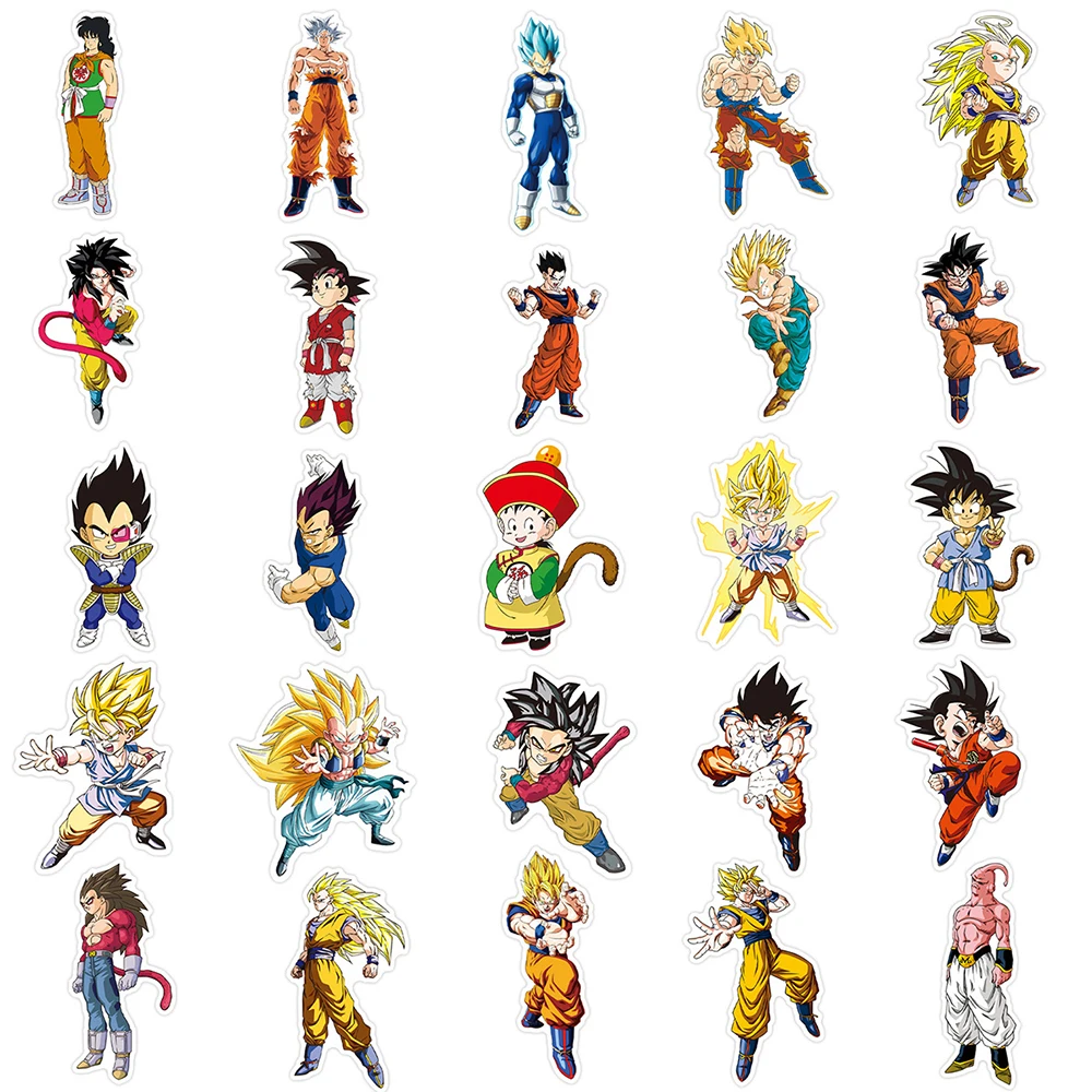 10/30/50pcs Dragon Ball Anime Stickers for Kids Graffiti Helmet Skateboard Laptop Waterproof Cool Kids Cartoon DIY Sticker Toys