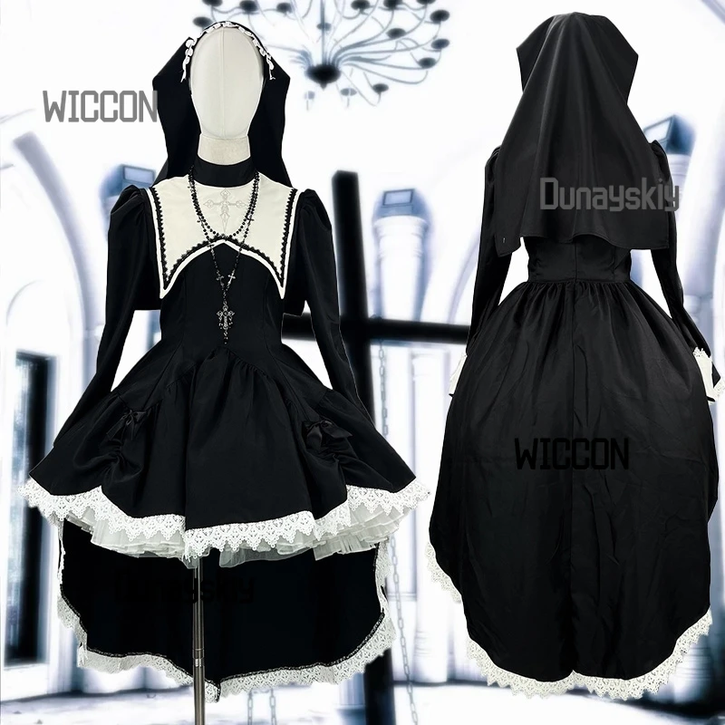 

Dark horror subculture Halloween nun costume anime cosplay costumes high quality party jirai kei lolita dress Halloween cosplay