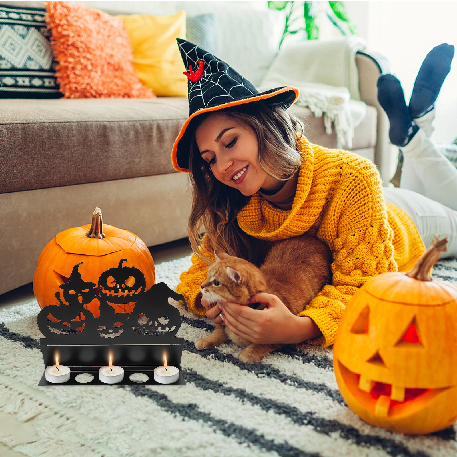

Pumpkin Candlestick Decoration Candlesticks Holders Halloween Decorations Tealight
