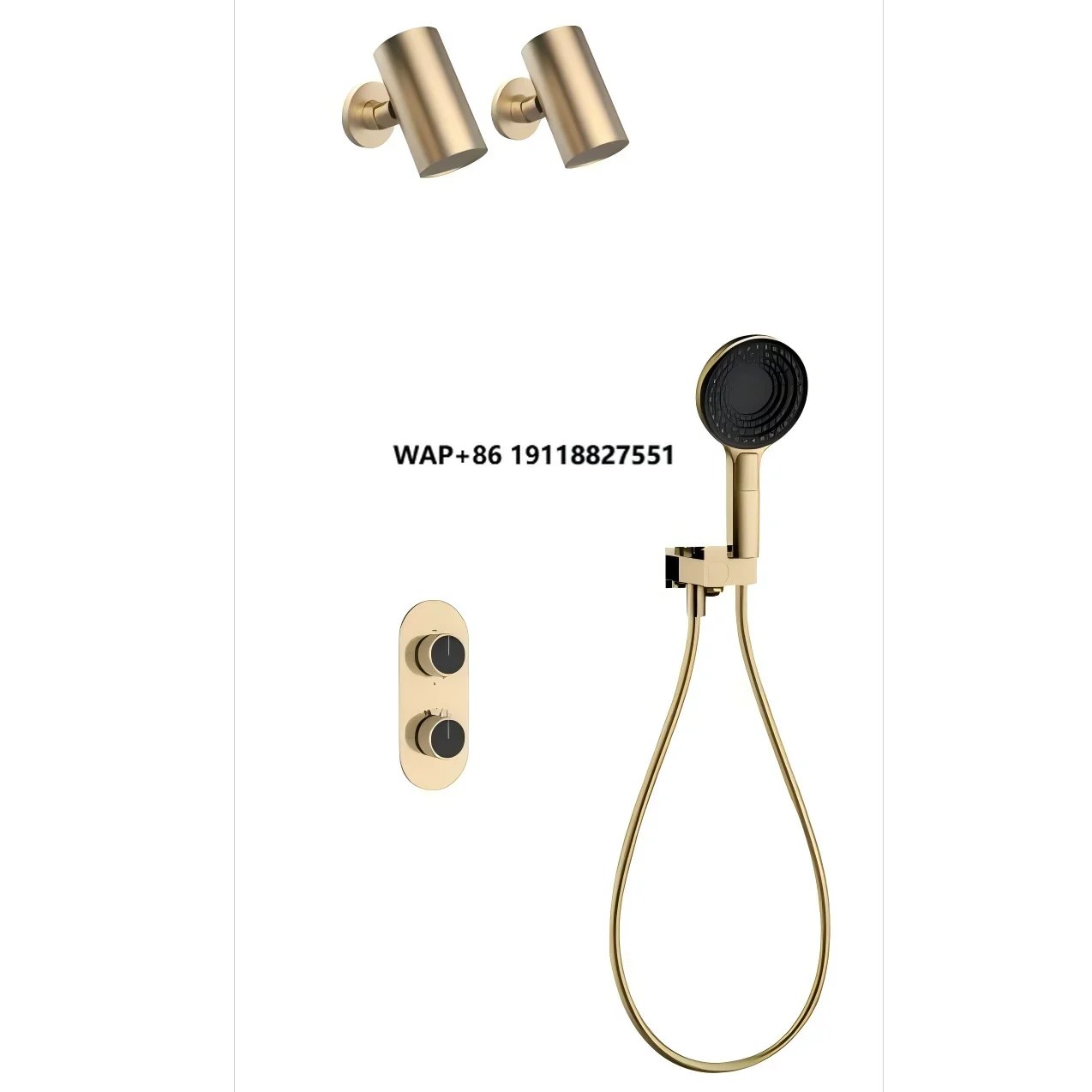 Luxury Brass Concealed Shower Set, Split Type Constant Temperature Shower, Wall Mounted 3 Functions Bathroom Shower