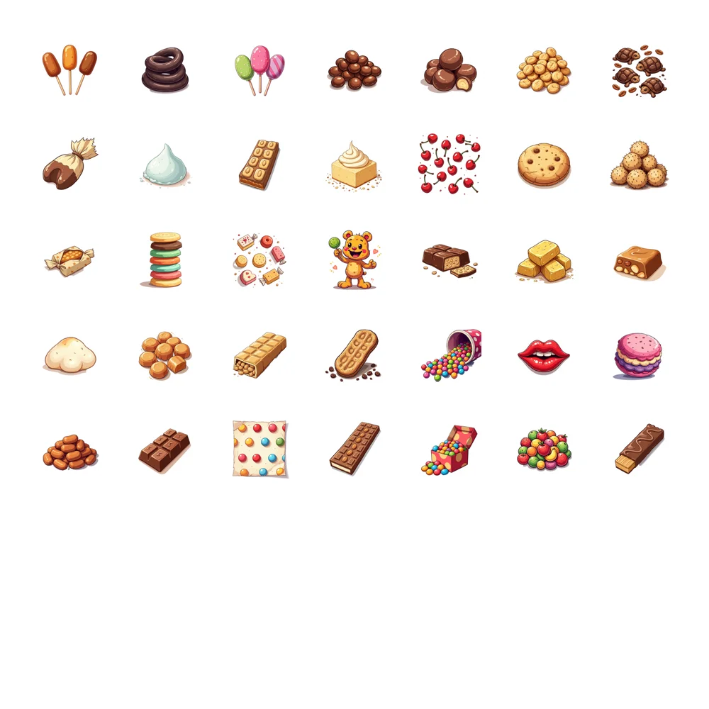 35pcs-100pcs Cute Snacks Decals Cartoon Candy Sticker Pack Funny Stickers For Suitcase Toys Fridge