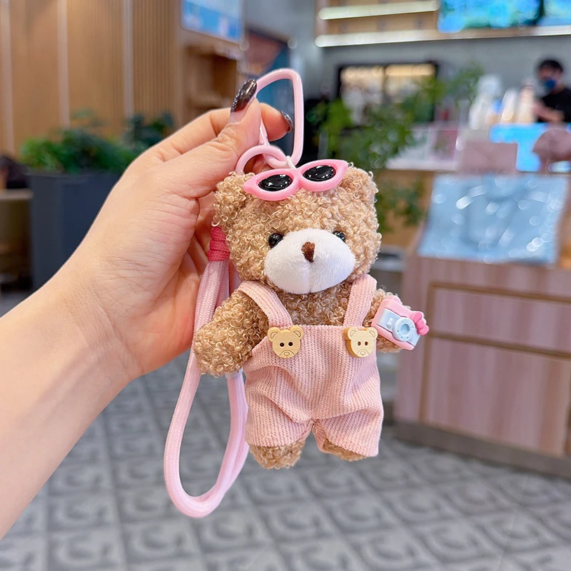 Fashion Couple Waistcoat Bear Keychain Cute and Adorable Plush Bear Bag Accessory Cartoon Car Keychain Gift