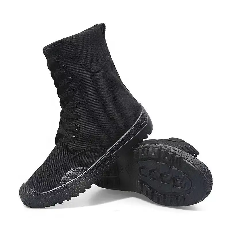 36-46 Mens Boots Spring Autumn Male Canvas Botas Lace-Up Shoes High Top Booties Solid Color Zapatos Ankle Motorcycle Footwear Y3