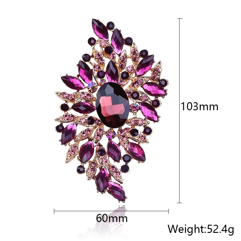 High End Luxury Refined Temperament Brooch Stained Glass Large Crystal  Women\'s Clothing Accessories