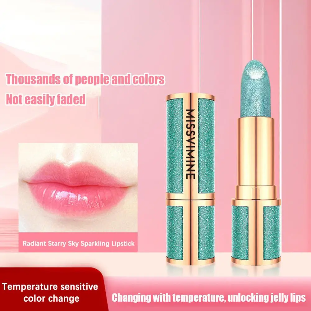 Glitter Color Changing Lipstick Temperature Waterproof Long Lasting Lips Makeup Moisturizing Velvet Matte Lip Tint Red Pink Sexy