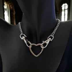 Fashion Heart Chain Rotating Buckle Necklace Gothic Punk Alternative Y2K Style Jewelry Necklace Lovecore for Her Valentine's Day