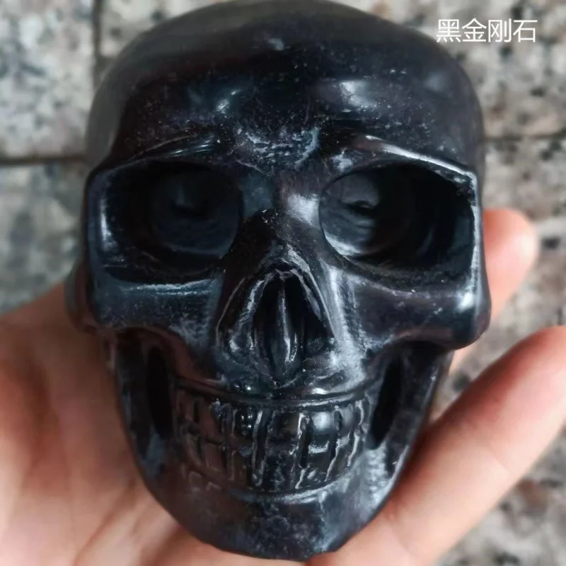 Natural Beige Jade Skull Head Lantian Jade Female Doll Stone Wood Grain Stone South Jade Skull Head Ornament Collectible Premium