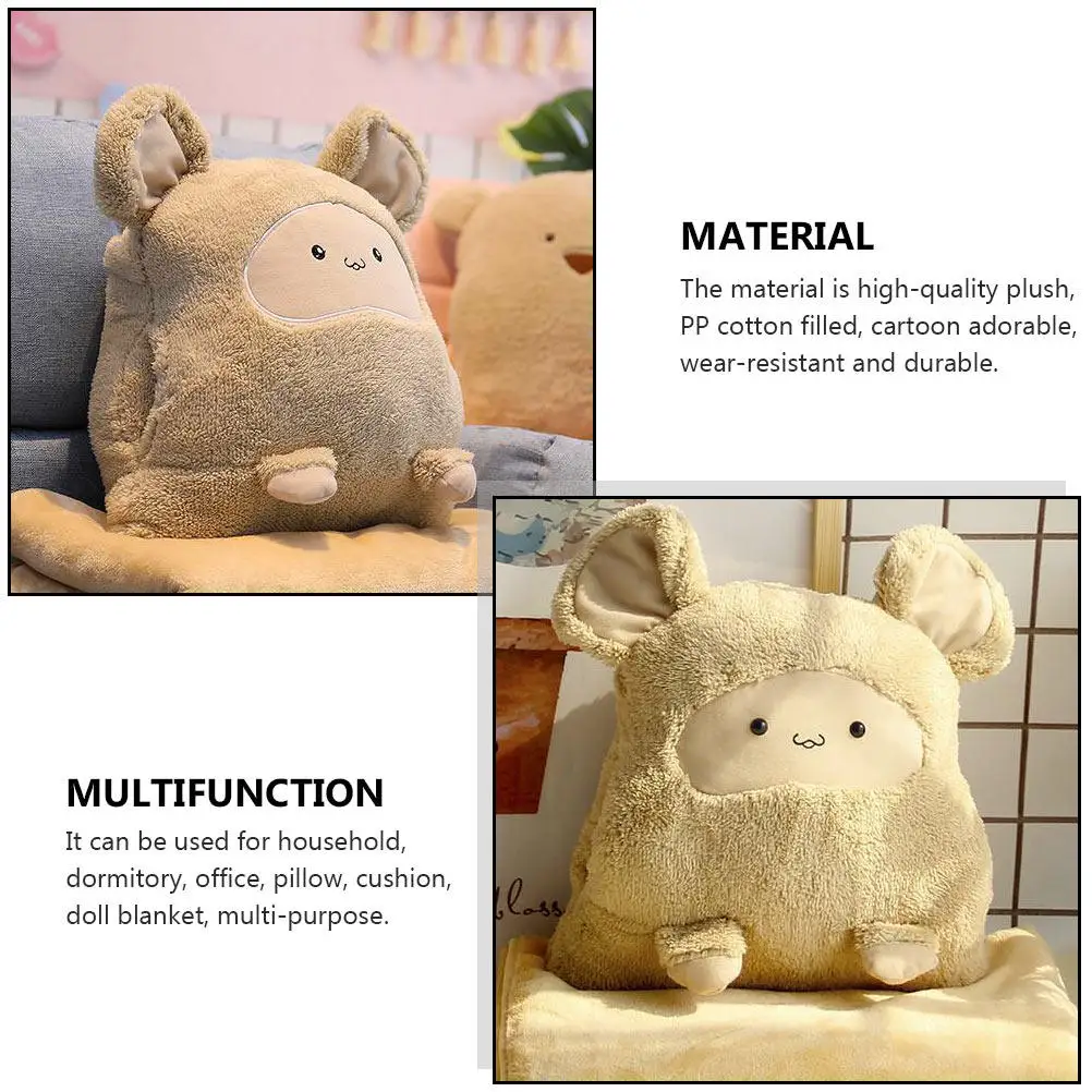 Cartoon Pillow Blanket Combo with Zipper – Soft Warm Nap Blanket for Sofa Bed, Easy Clean Air Conditioner Sleeping view 6