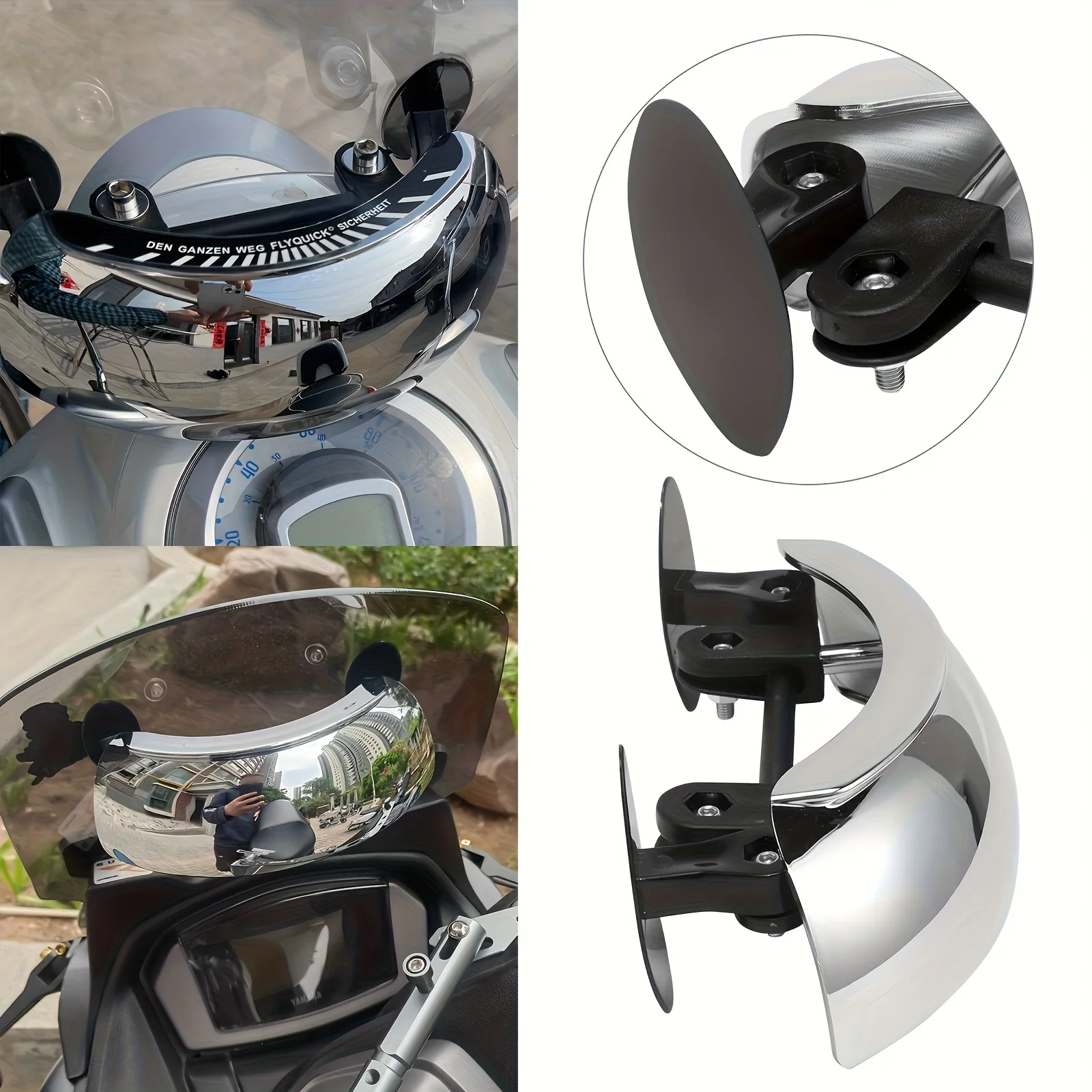 

Motorcycle Rearview Mirror Wide-Angle 180° Adjustable Compatible With Motorcycles ATVs Scooters Enhanced Rearview Visibility