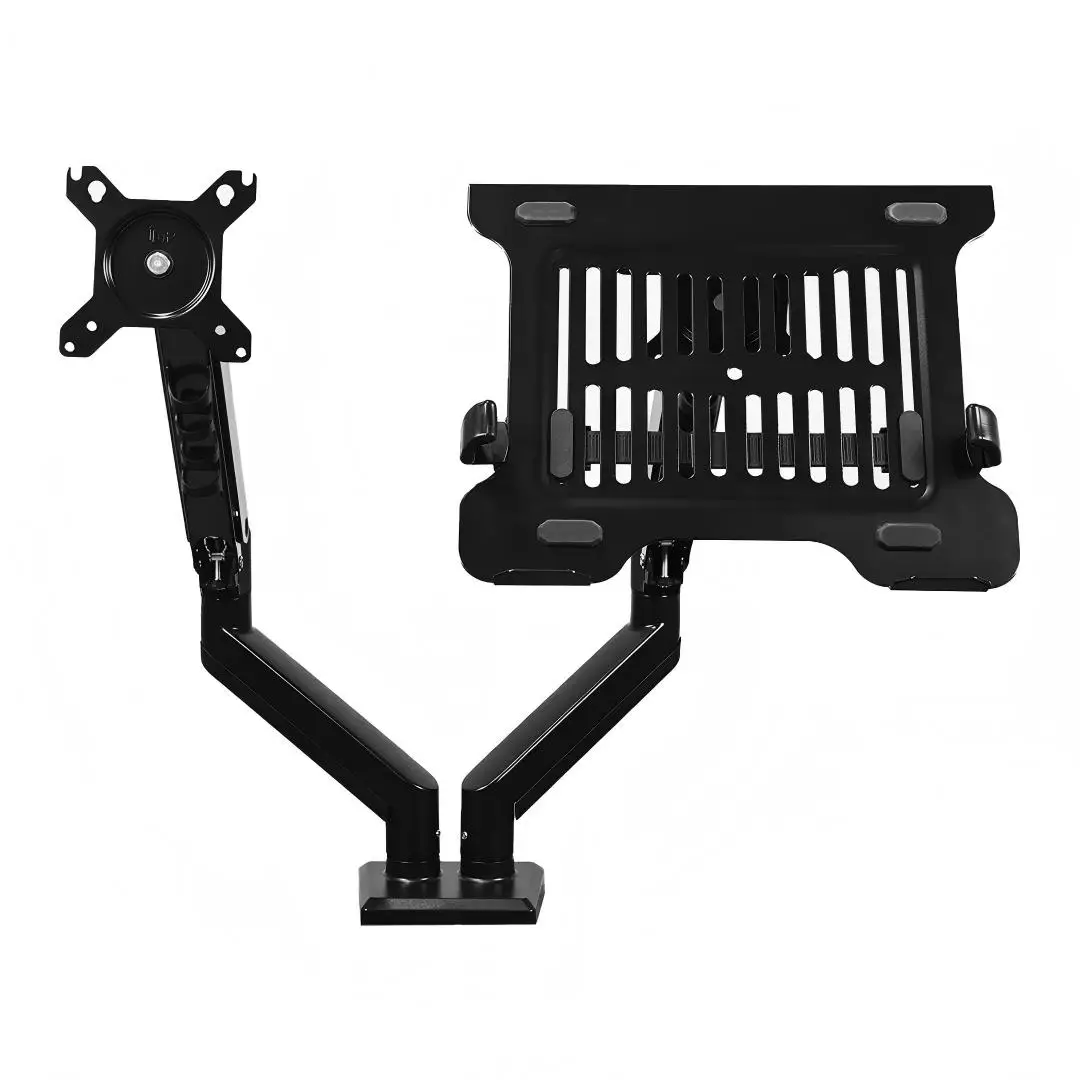 DA106-LH03-B Foldable Long Arm Heavy Duty Computer Desktop Gas Spring Adjustable Vesa Dual Monitor Arm For 15-32 Inch Screens