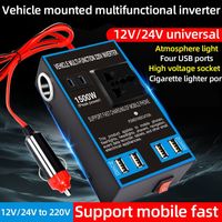 Universal Car Inverter 1500W High Power Power Adapter DC 12V/24V To 220V Multifunction Car Converter Socket For Cars/trucks