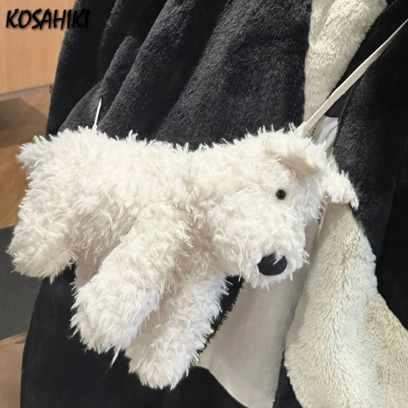 Japanese Kawaii Cute Dog Doll Handbags Fashion Sweet Women Trendy Crossbody Bag Girls Casual Y2k Fluffy Shoulder Bags for Gitfs