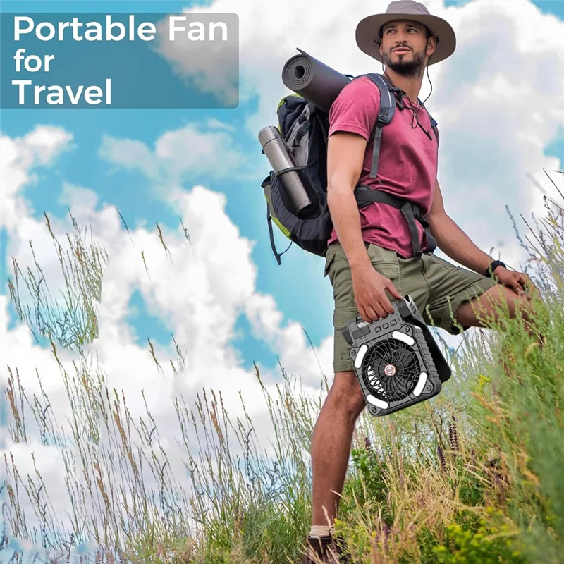 

A98I-Многофункциональный вентилятор на солнечной энергии с подсветкой для кемпинга — портативный аккумуляторный блок