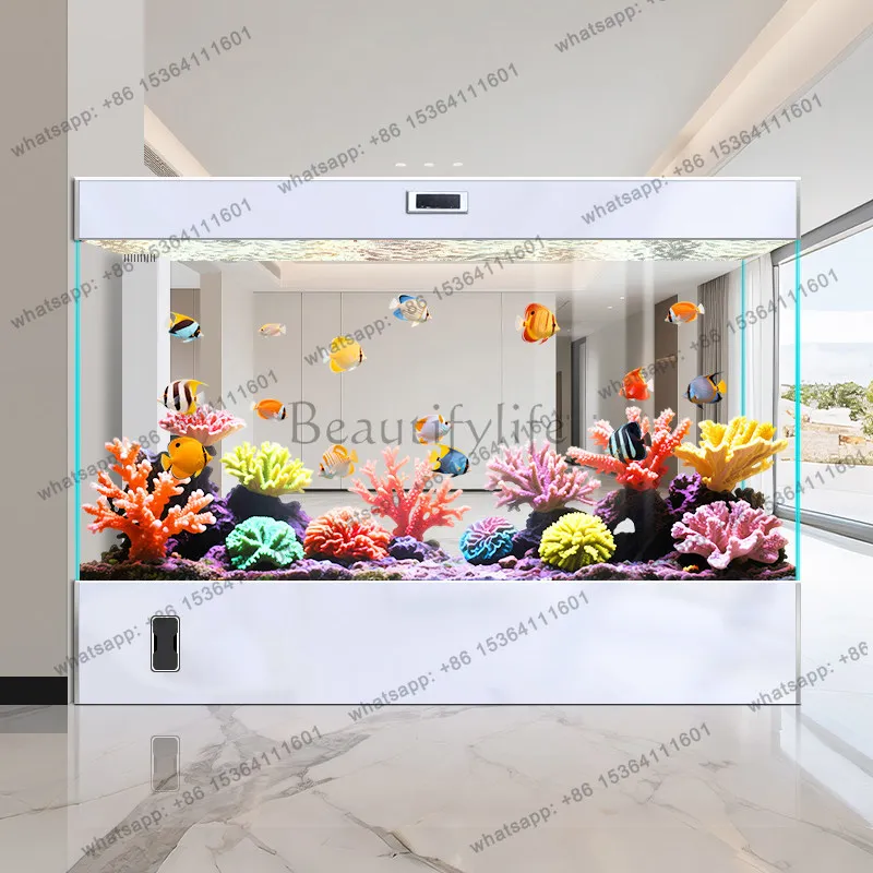 

2025 new intelligent solid wood large vertical all-in-one machine large tank flooring bottom filter fish tank