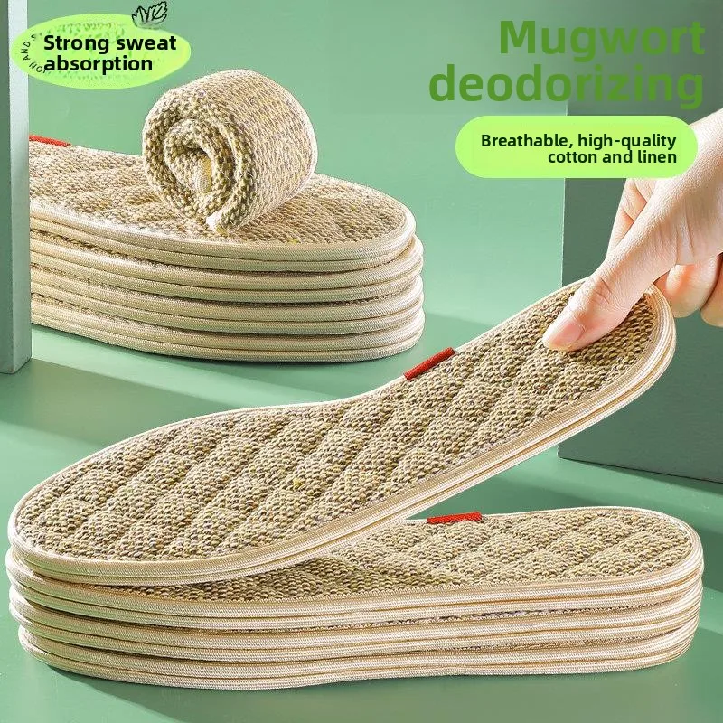 Handmade Linen Shoe Inserts Men's Anti-Odor Breathable Sweat Absorbent Cotton Cloth Women's Leather Shoes Deodorizing Fragran...