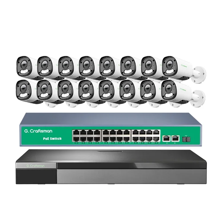 

2026 GAU-YUFD-M5S-K16 High Quality Outdoor CCTV IP Security Camera TwoWay Audio Dual Light Night Vision 16ch NVR System Cloud St