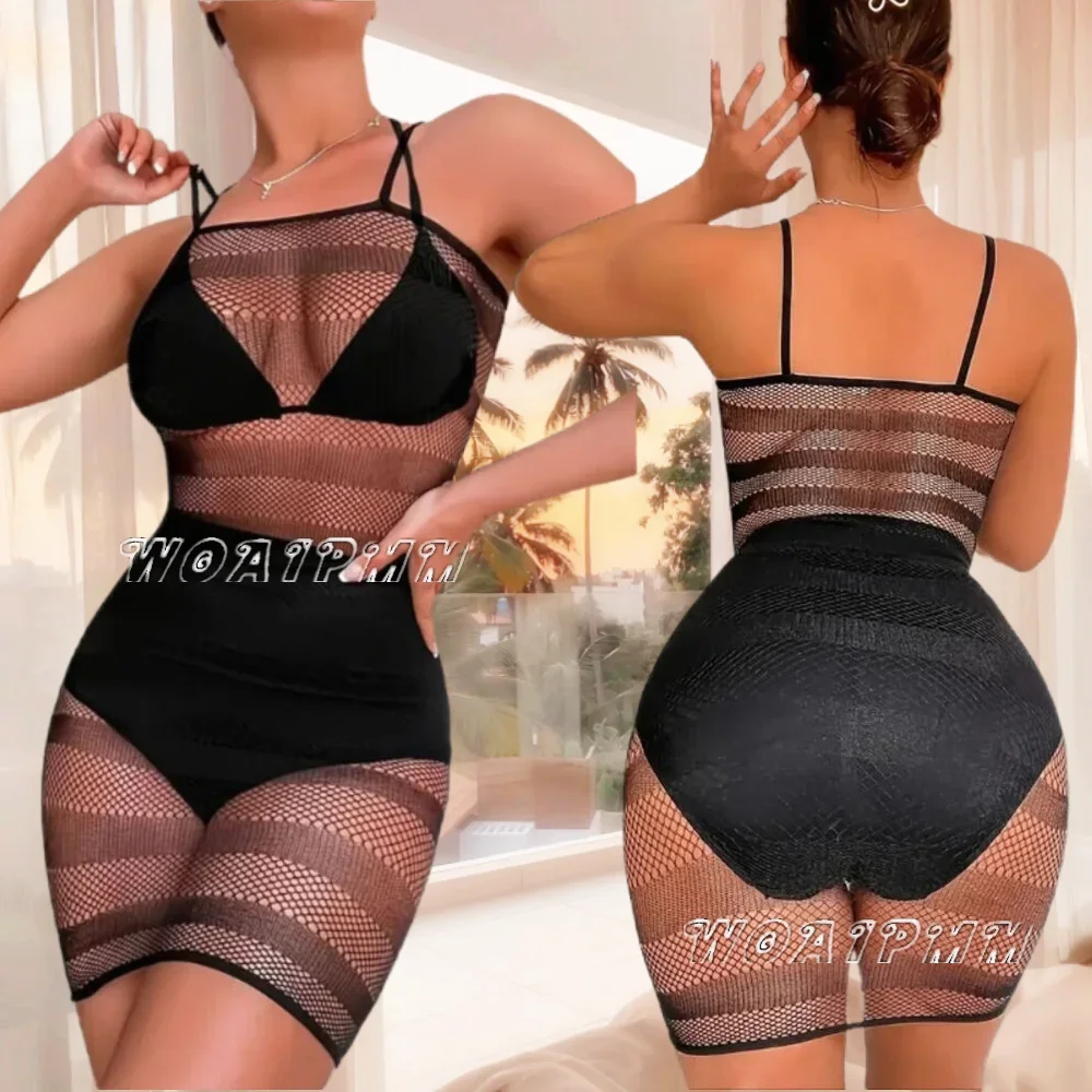 Сексуальное нижнее белье в сеточку, прозрачная короткая юбка, костюмы, женское эротическое сетчатое плотное нижнее белье, одежда, женское облегающее платье