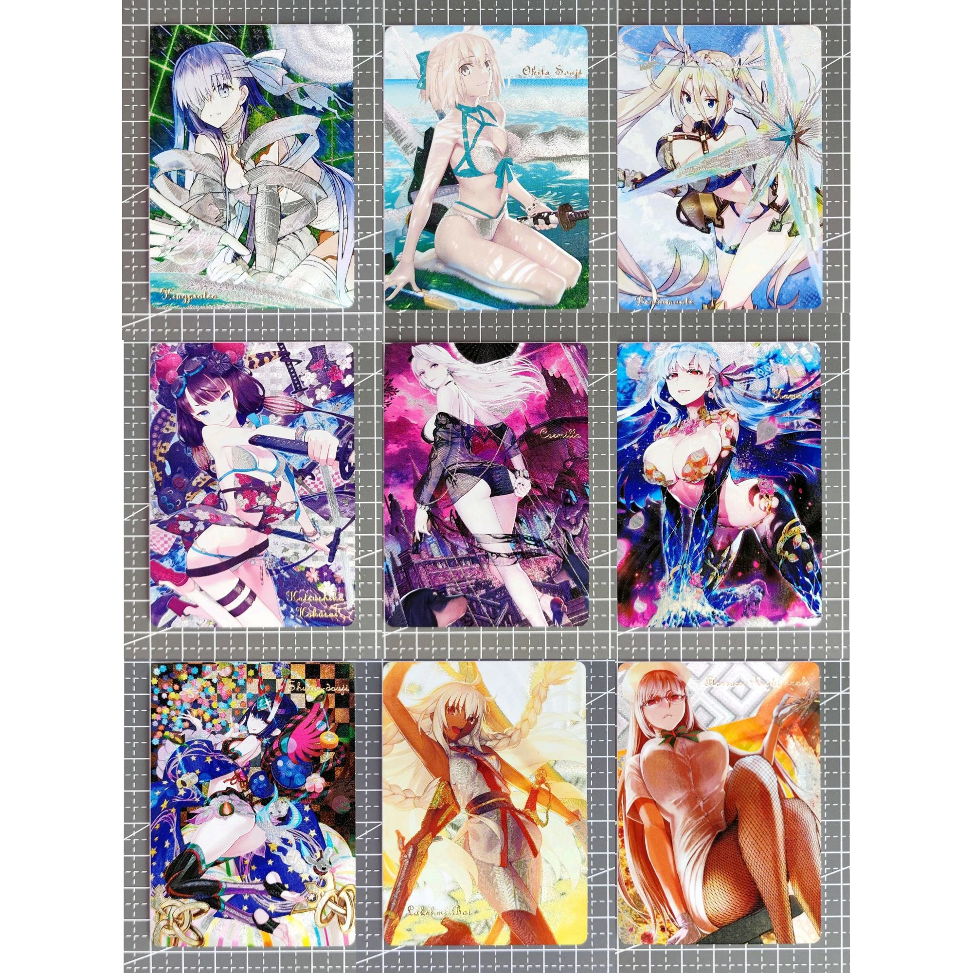 

9Pcs/set FGO Coarse Flash Card Altria Pendragon Shuten-douji Joan of Arc ACG Kawaii Classic Anime Game Collection Card Gift Toy