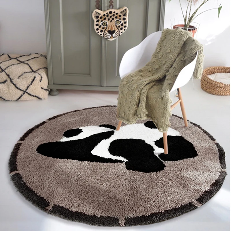 Cute Cartoon Panda Round Carpets for Bed Room Decoration Rugs Living Room Plush Carpet Home Fluffy Area Rug Thicken Floor Mat