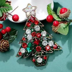 CINDY XIANG 3.8inch Very Large Size Christmas Tree Brooch Rhinestone Vintage Home Decoration Pin Festivel Accessories