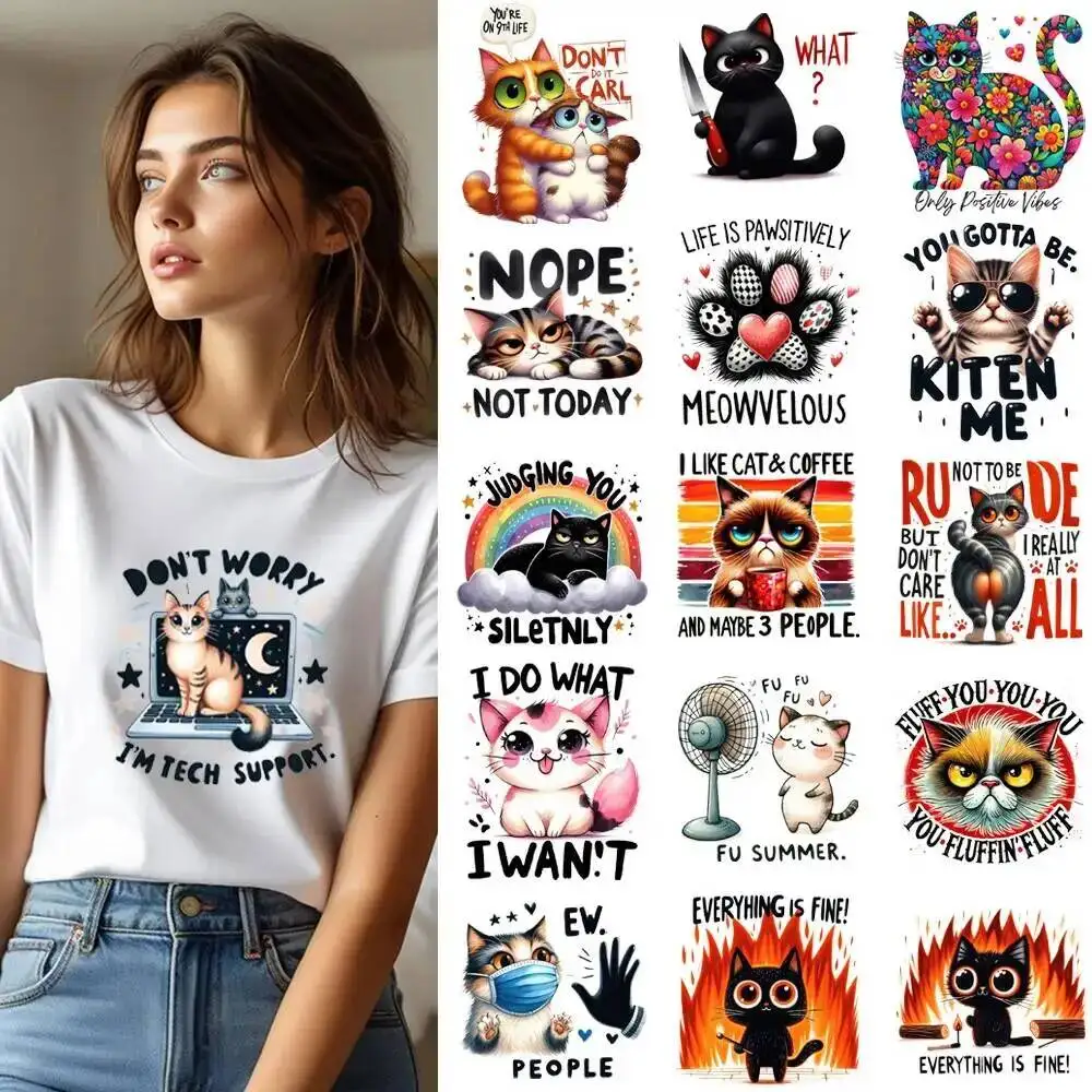 25cm Creative Fun Cat Paw Letter Iron On Heat Transfer Sticker DTF Iron On Transfer Patches For Clothes T-shirt Appliques