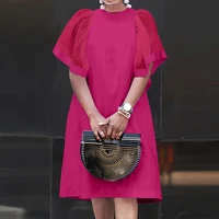 ZANZEA, Vestidos Vintage para mujer, vestido veraniego de retazos de malla lisa, Mini vestido informal de verano para fiesta, Vestidos sueltos de manga corta con volantes