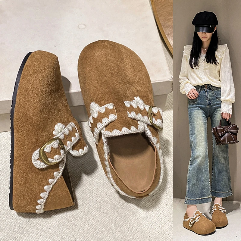 Retro Thick Bottom  Women's Shoes Spring Autumn Casual Slip-On Bean Bean Shoes Heightening Inner Design PU 