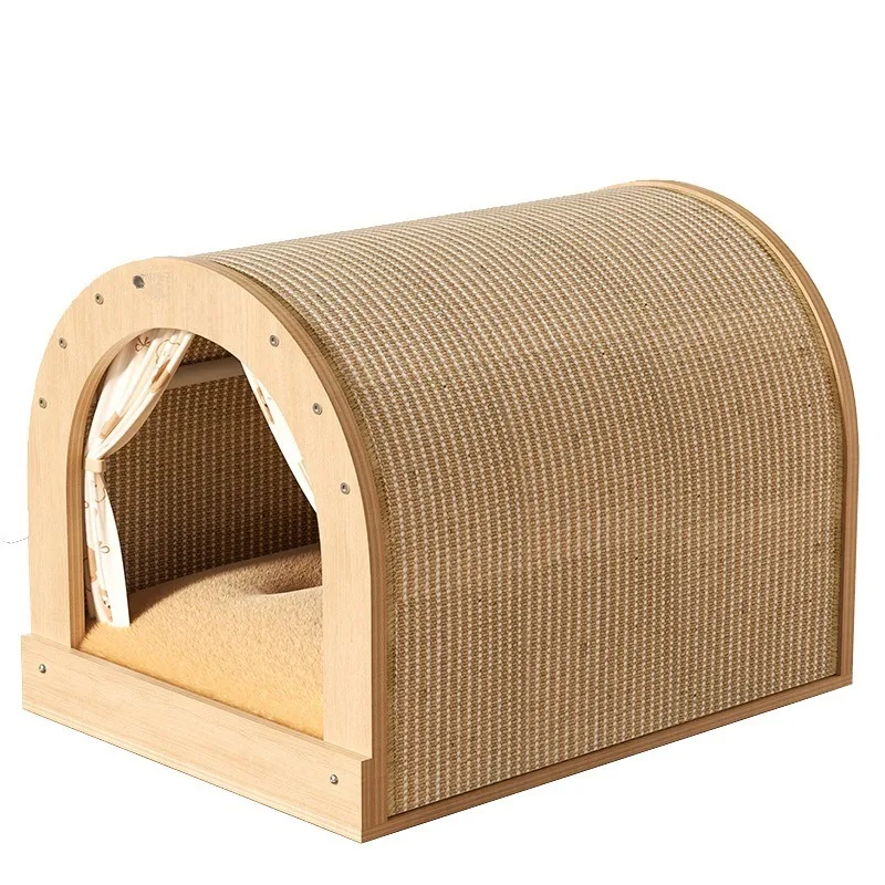 

Cat scratching board integrated solid wood wear-resistant no chips grinding claws oversized pet cat play