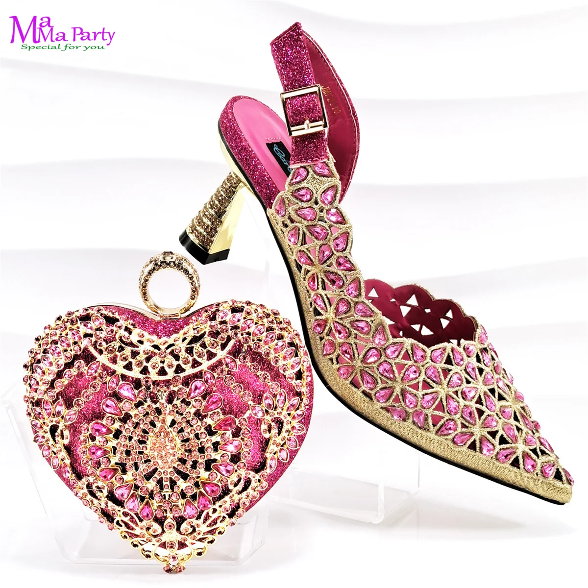 Silver Color Spring INS Hot Sale Italian Women Mature Style Shoes Matching Bag Set Pointed Toe with Small Bag for Party