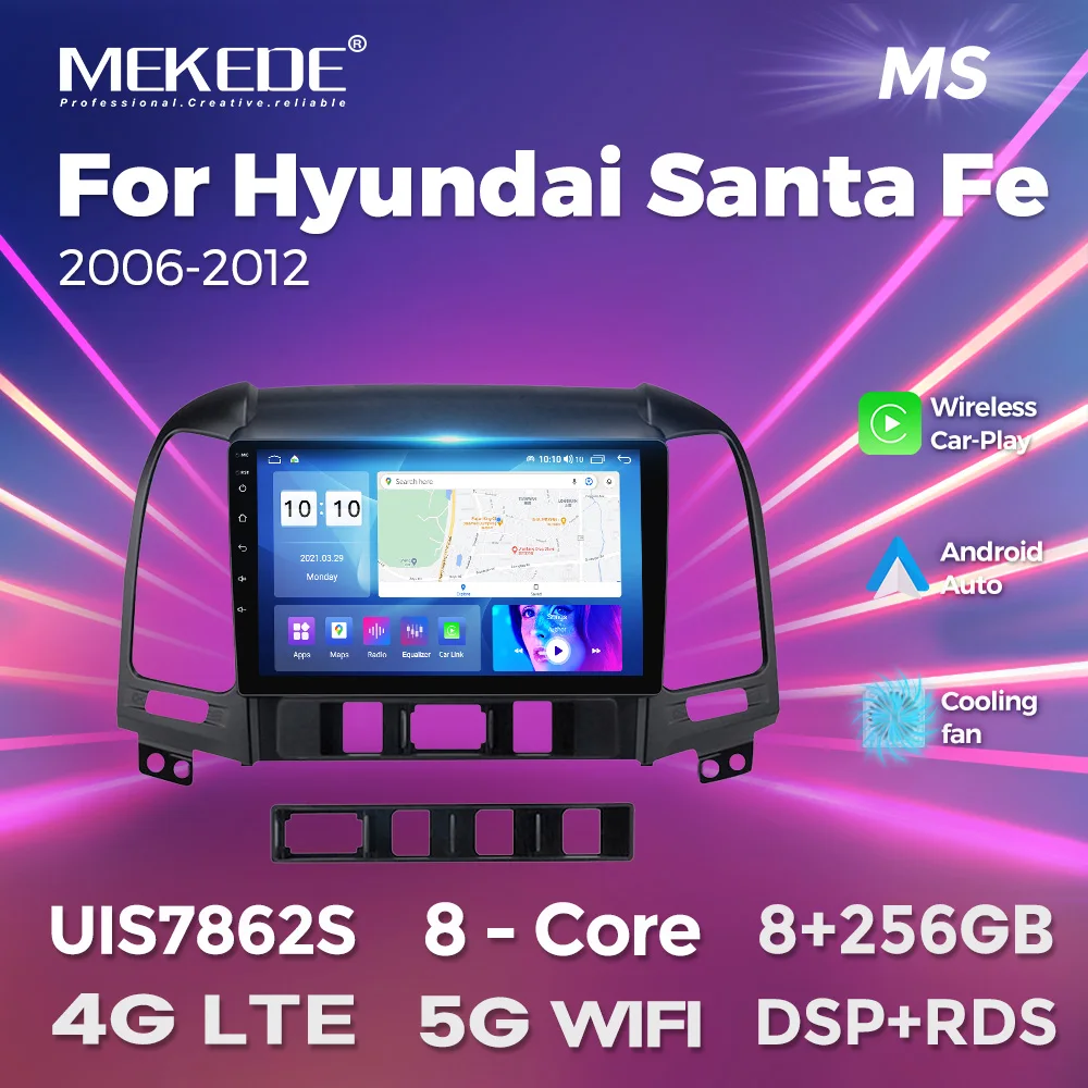 

9-inch 8+256GB 8-core Android 13 Car Stereo Radio Wireless Carplay GPS Navigator For Hyundai Santa Fe 2006-2012 Android Auto 4G